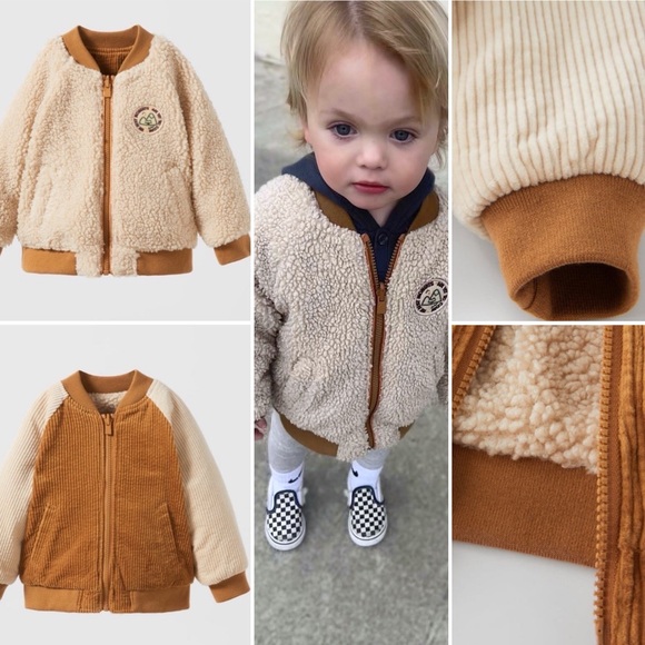 ZARA REVERSIBLE FLEECE BOMBER - Picture 1 of 6